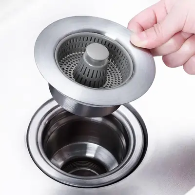Kitchen Sink Drain Filter & Pop-up Sink Water Stopper, 3-in-1 Upgraded Universal Sink Filter with Anti Clogging Basket, Drain...