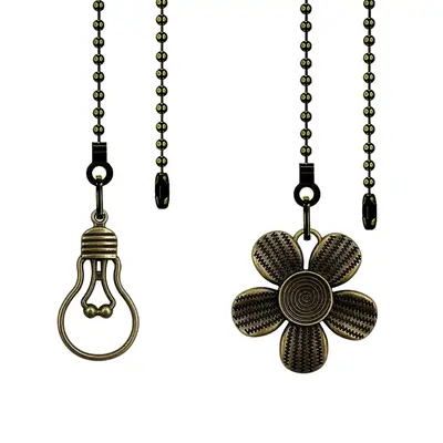 ElegantĀ Ceiling Fan Pull Chain Set, Flower & Light Bulb Design Decorative Ceiling Fan Extension Pull Chain, Vintage Ceiling ...