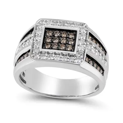 10K White Gold 1 CT.T.W. Round Lab Created Diamond Custom Wedding Ring for Men D Color VVS1 Clarity 3EX