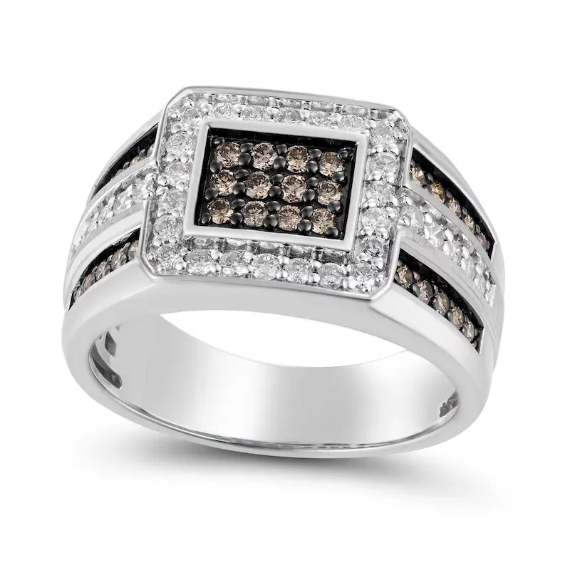 10K White Gold 1 CT.T.W. Round Lab Created Diamond Custom Wedding Ring for Men D Color VVS1 Clarity 3EX