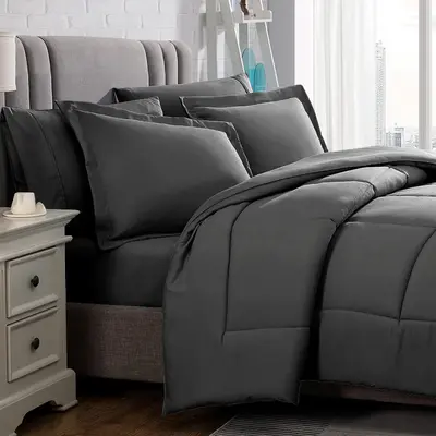 7 Pieces Bed in a Bag - Sheets & Comforter Set - All Season Down Alternative Bedding Set - Lightweight, Breathable, Ultra Sof...