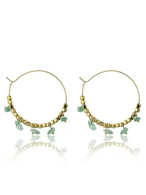 Emily Westwood Orecchini A Cerchio Placcati Oro Con Agata Eden Ewe23041G