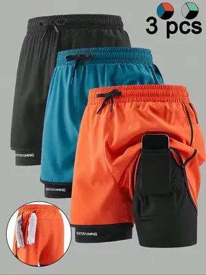 Men's 2 in 1 Double Layer Gym Shorts, Breathable Comfortable Quick Drying Shorts, Casual Men's Sportswear for Gym Workout Run...
