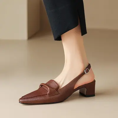 CHIKO Kayce Pointy Toe Block Heels Slingback Shoes