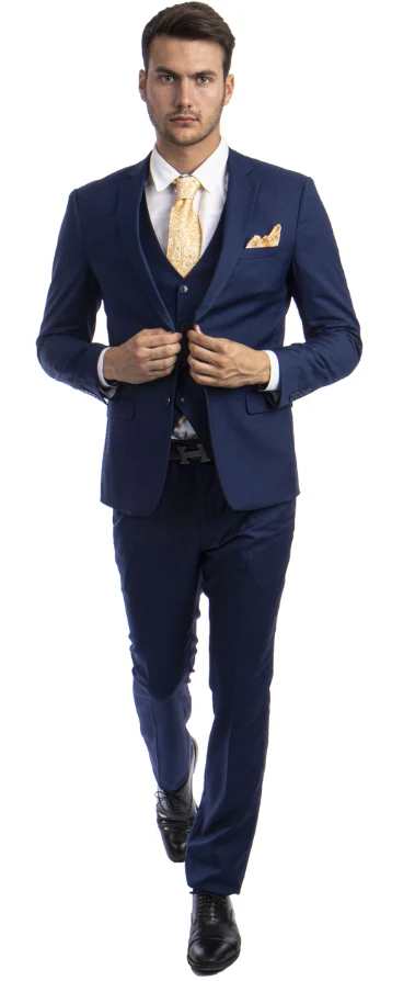 Sean Alexander Men's 3 Piece Skinny Fit Suit  Notch Lapel with Tailored Fit