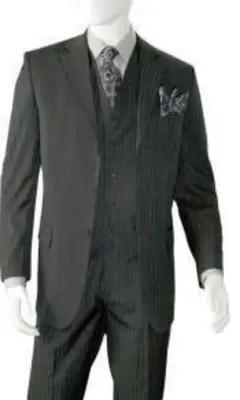 Men Maat Black Classic Fit Suit - Pleated Pants - Athletic Fit Suits - Executive Cut Suit
