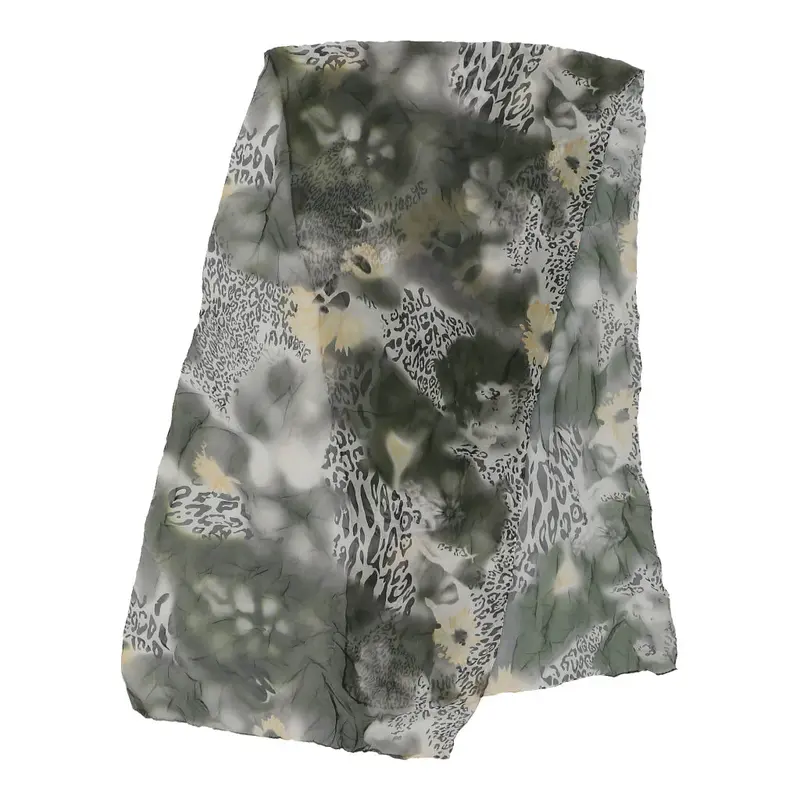 Unbranded Animal Print Scarf - No Size Black & White Polyester
