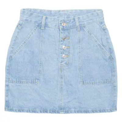 Buttoned Womens Straight Skirt Blue Short Denim S