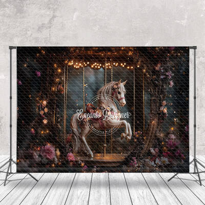 Fairy Tale Night Floral Carousel Fine Art Backdrop - Aperturee