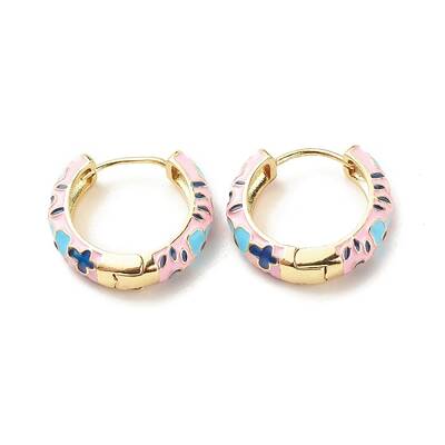 Flower Enamel Hoop Earrings