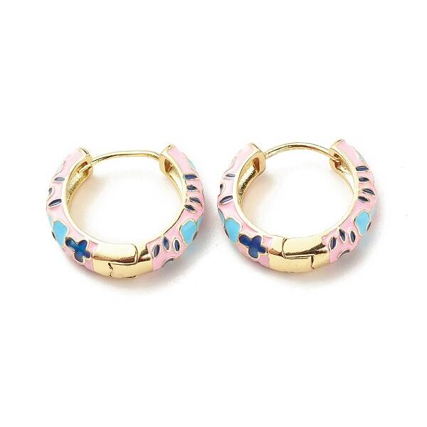 Flower Enamel Hoop Earrings