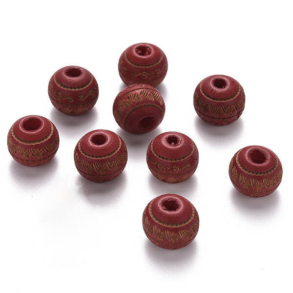 Painted Natural Wood Beads