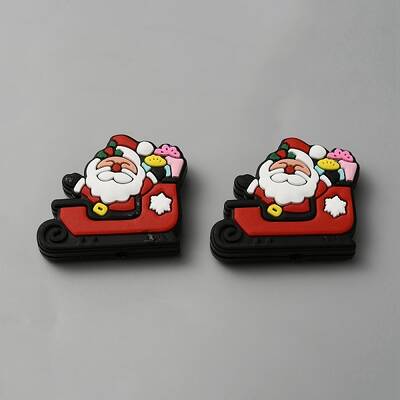Sleigh with Santa Claus Christmas Silicone Beads
