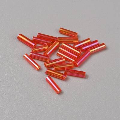 300Pcs Transparent Glass Round Bugle Beads