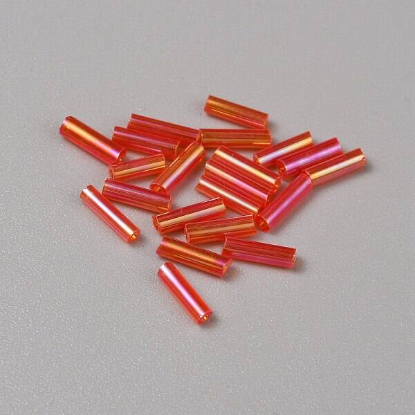 300Pcs Transparent Glass Round Bugle Beads