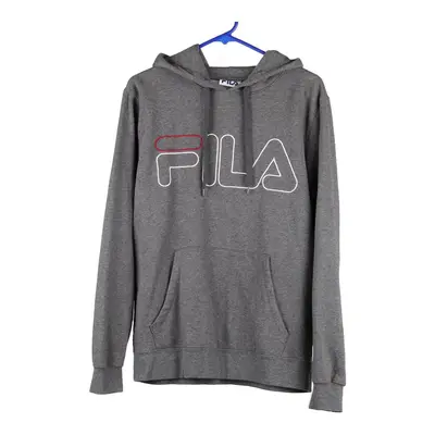 Fila Spellout Hoodie - Small Grey Cotton Blend