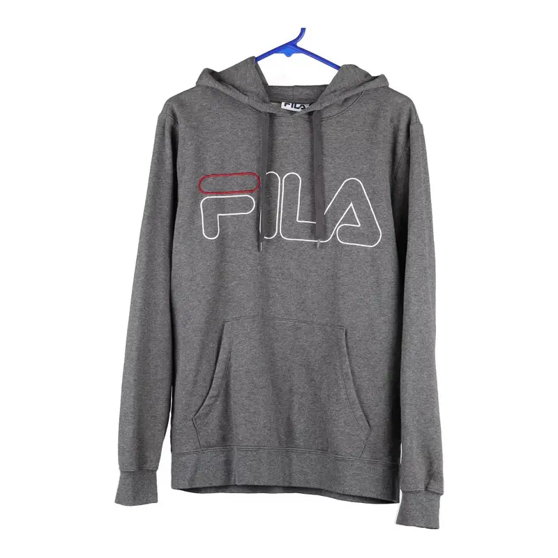 Fila Spellout Hoodie - Small Grey Cotton Blend