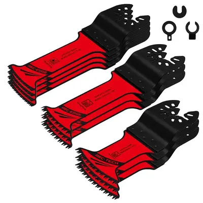 Extended Length Oscillating Multi Tool Blades Set, Bi-metal & Japanese Tooth Design Blades for Wood, Plastic & Metal, High Co...