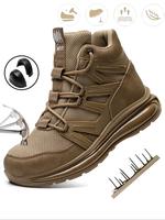 Men's Letter Pattern Steel Toe Shoes, Steel Toe Trainers, Non-slip Resistant Puncture Proof Construction Safety Work Shoes As...