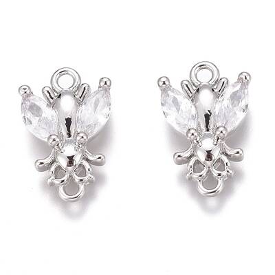 Brass Micro Pave Clear Cubic Zirconia Charms