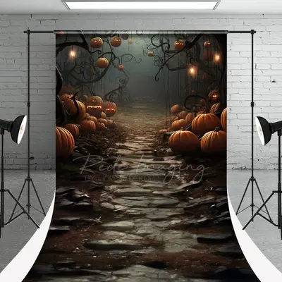 Spooky Pumpkin Halloween Portrait Studio Backdrop - Aperturee