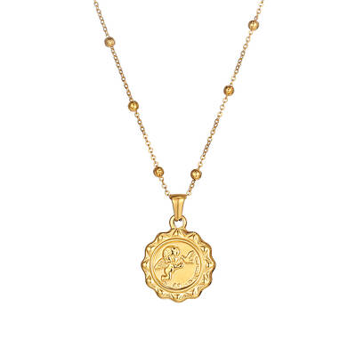 3D Relief Elizabeth Cupid Double-sided Portrait Pendant Necklaces