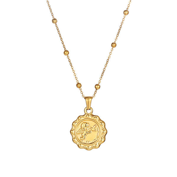 3D Relief Elizabeth Cupid Double-sided Portrait Pendant Necklaces