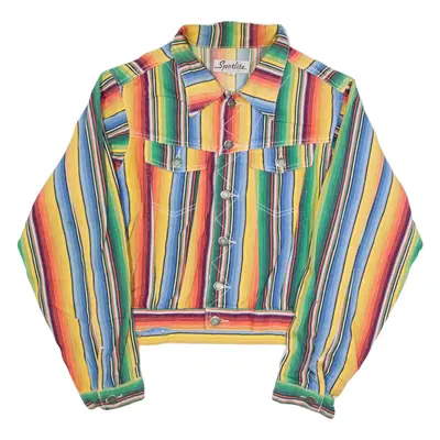 SPOTLITE Womens Denim Jacket Yellow 90s Striped S