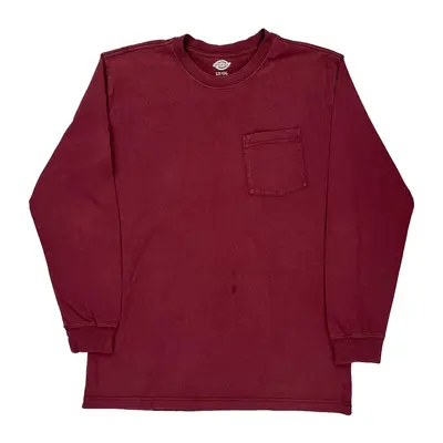 Dickies Tall Long Sleeve T-Shirt - Large Burgundy Cotton