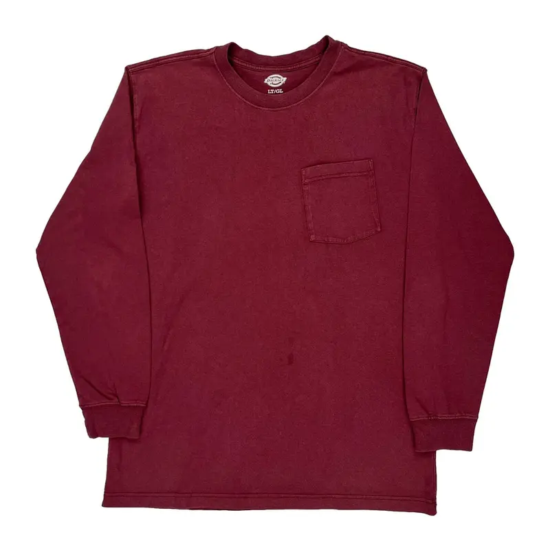 Dickies Tall Long Sleeve T-Shirt - Large Burgundy Cotton