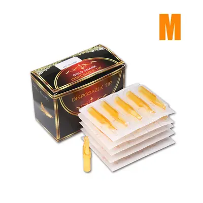 50Pcs Disposable Tattoo Tips Nozzle Tube Yellow Color FT