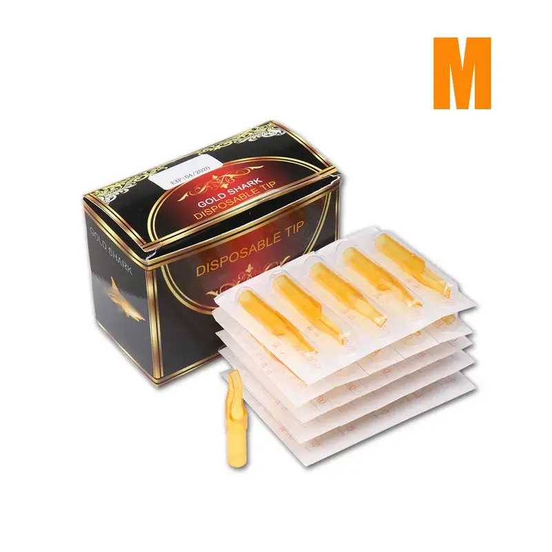 50Pcs Disposable Tattoo Tips Nozzle Tube Yellow Color FT