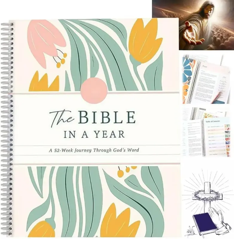 The Bible in a Year, 52-Week Study, A 365-Day Spiritual Journey with Daily Prayer and Notes, Ideal Faith Gift for Men and Wom...