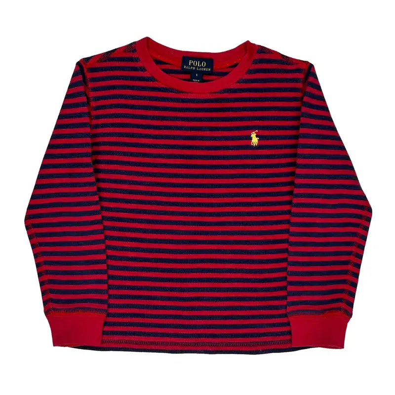 Age 5 Ralph Lauren Striped Sweatshirt - Medium Red Cotton | Size: medium