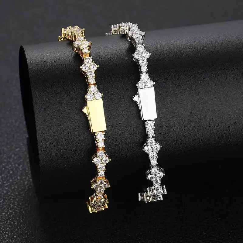 Shiny Cross Bracelet, 6.5mm Tennis Bracelet for Women & Men, Fashion Jewelry for Holiday & Daily Wear