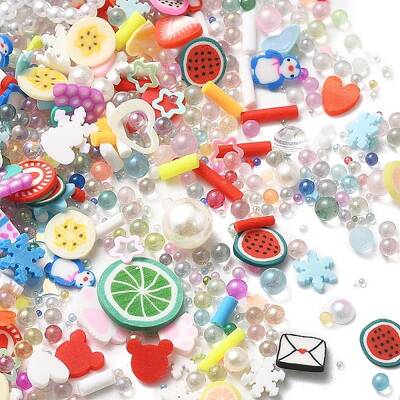 DIY Polymer Clay & Bubble Beads & Acrylic & Glitter Nail Art Decorations