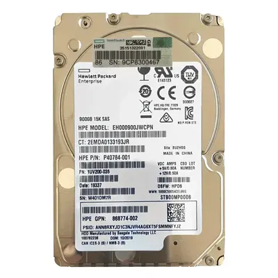 EH000900JWCPN HP 900GB 15000RPM SAS 12GB/s Hot-Pluggable SFF 2.5-Inch with 3.5-Inch Tray Hard Drive for ProLiant Gen10/Gen10+...