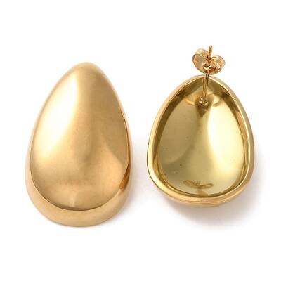 Ion Plating(IP) 304 Stainless Steel Teardrop Stud Earrings