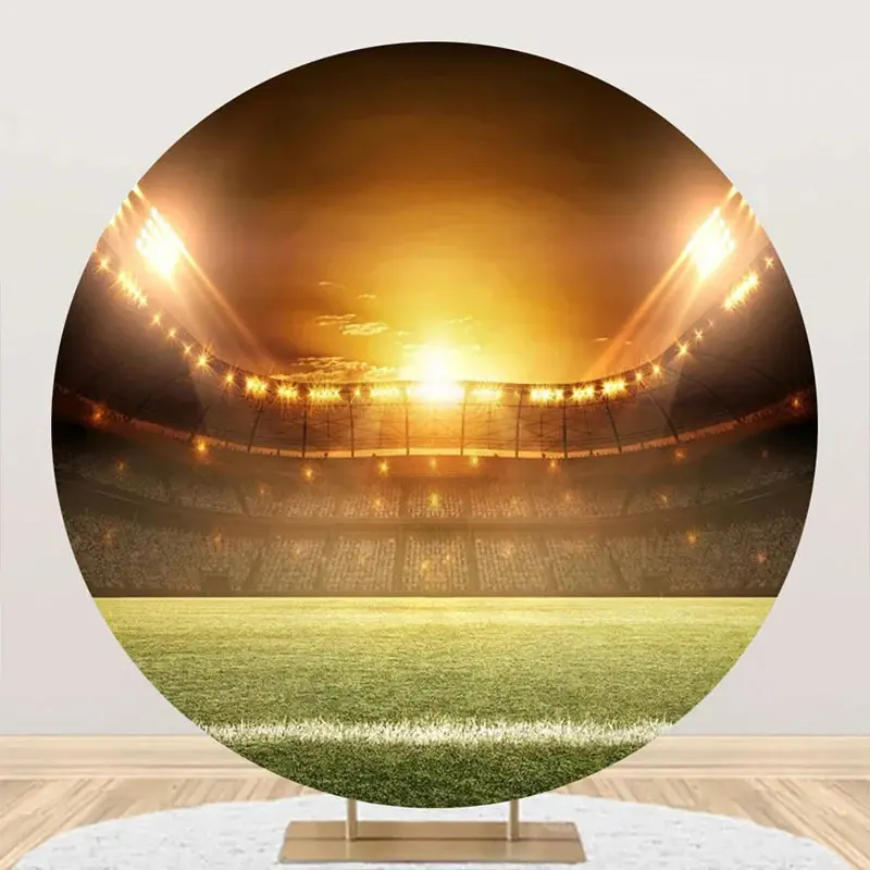 Stadium Football Field Light Round Birthday Backdrop - Aperturee
