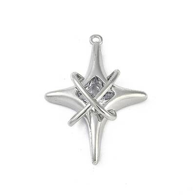 Brass Micro Pave Clear Cubic Zirconia Pendants