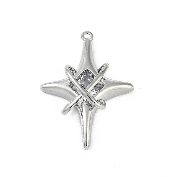 Brass Micro Pave Clear Cubic Zirconia Pendants