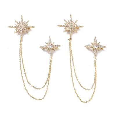 Star with Tassel Chain Brooch Pin