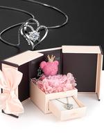 1 Piece Heart Necklace with 1 Piece Little Bear Flower Gift Box, Gifts for Women Mom Wife Sister Grandma Girlfriend Her, Moth...