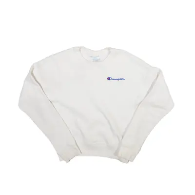 CHAMPION Reverse Weave Sweatshirt White Crew Neck Boys XS