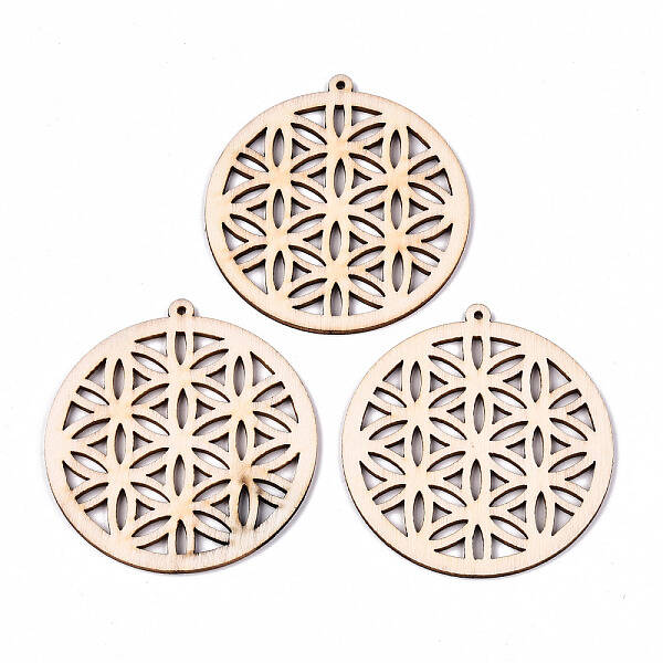 Undyed Natural Hollow Wooden Big Pendants
