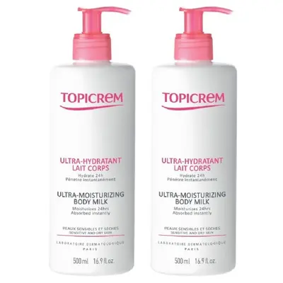 Topicrem Ultra-Moisturizing Body Milk Sensitive and Dry Skin 2x500ml
