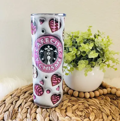 20oz Cafecito y chisme tumbler Drinkware Water Bottles