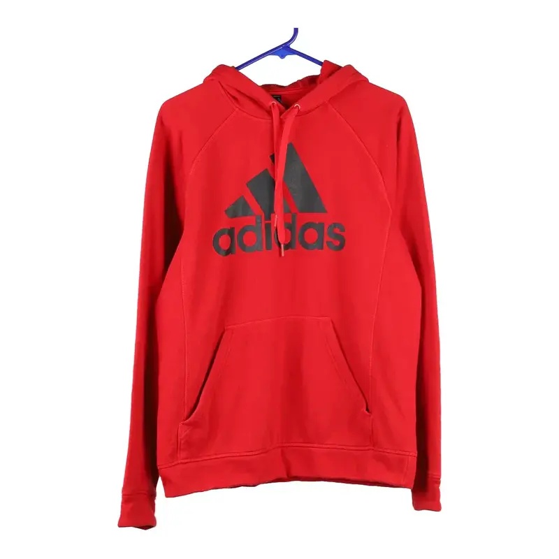 Adidas Spellout Hoodie - Medium Red Cotton Blend