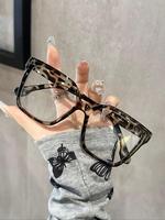 Women's Fashion Plain/leopard Pattern Square Frame Eyeglasses, Gifts for Wife, Trendy Casual Eyeglasses for Everyday Use,  Ac...