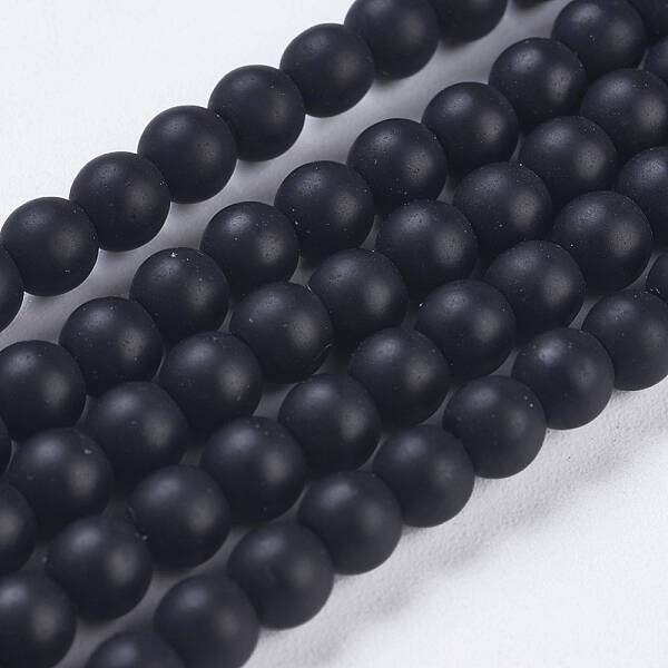 Synthetic Black Stone Bead Strands